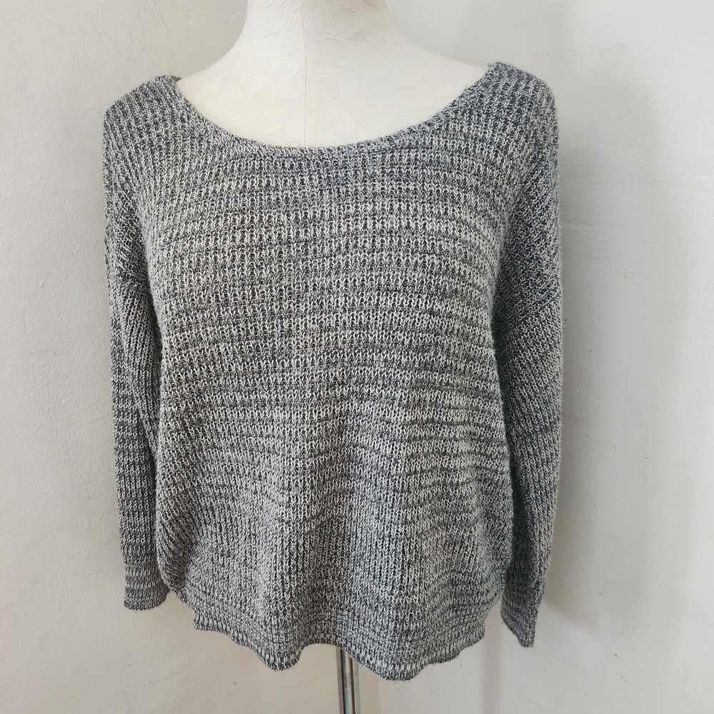 Absolutely Creative Worldwide Grey Marled Twist Back Sweater Small